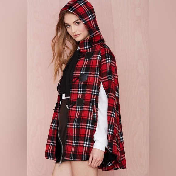 NASTY GAL | English Nights Cape Red Sz M - Picture 2 of 6